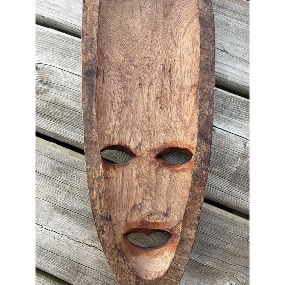 African Style Set Of Wood Face Mask Hand Carved Tribal Rustic - Picture 10 of 16